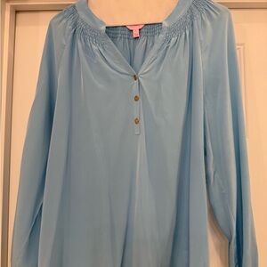 Lilly Pulitzer Light Blue Silk Elsa Women's Top